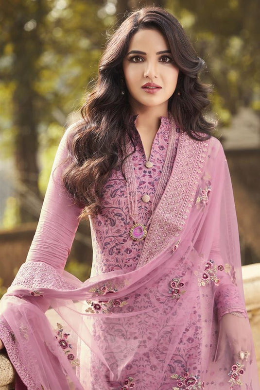 Jasmin Bhasin Pink Color Viscose Fabric Attractive Salwar Suit