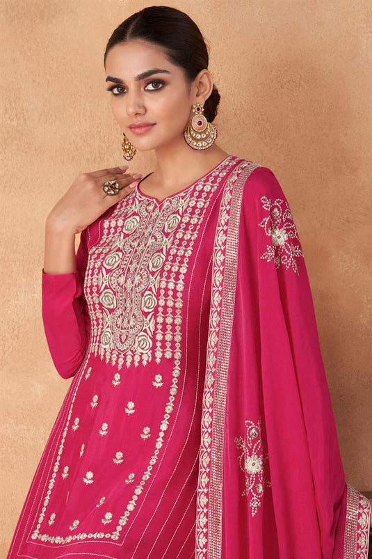 Pink Color Beautiful Party Look Georgette Palazzo Suit