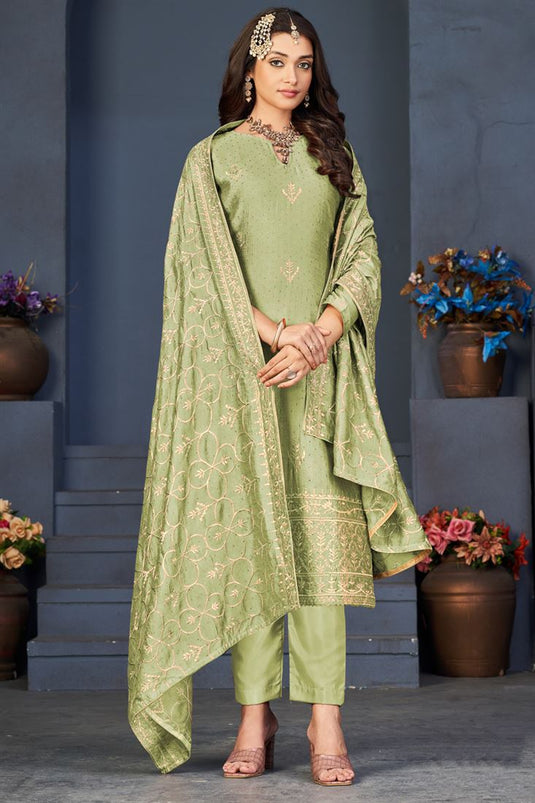 Straight Sea Green Salwar Suit For Festival