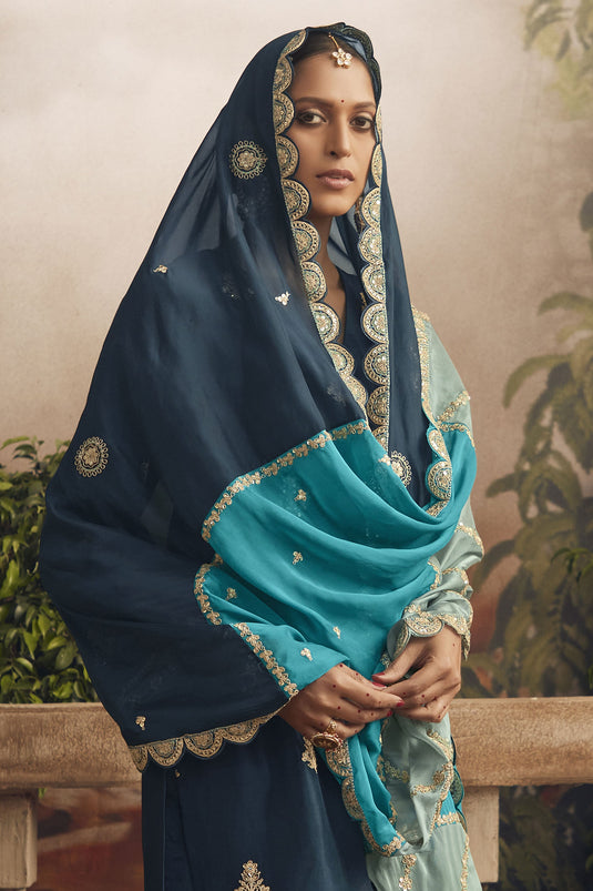 Blue Color Art Silk Fabric Festive Wear Awesome Salwar Suit