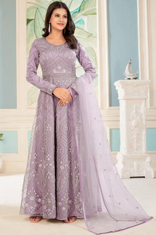 Festive, Reception Purple and Violet color Net fabric Salwar Kameez :  1860364