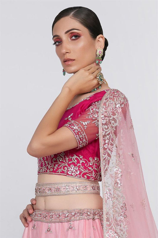 Kanika Dev Embellished Net Fabric Pink Shaded Lehenga