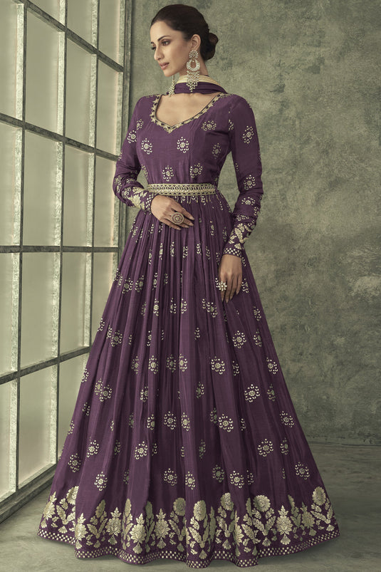 Persian Viscose Silk Fabric Weaving Work Readymade Gown With Dupatt