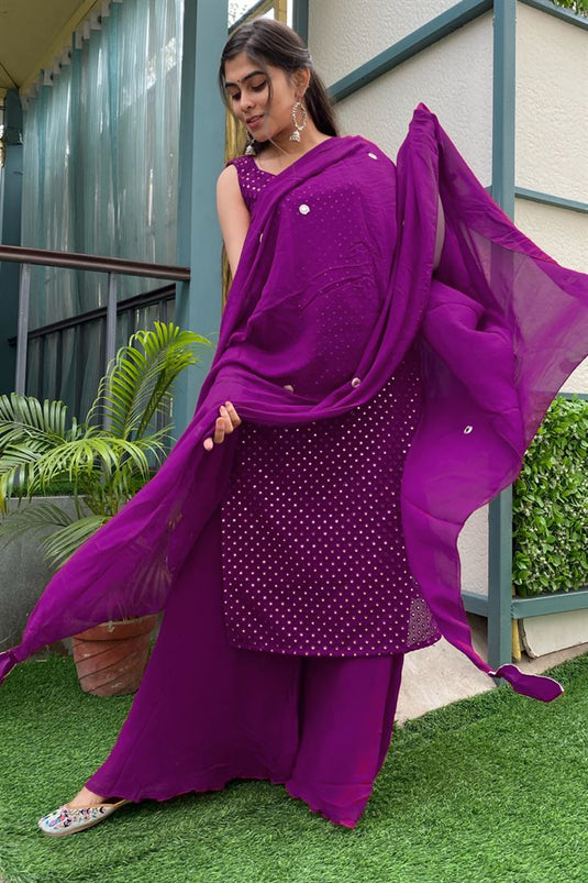 Festive Wear Digital Print Readymade Anarkali Salwar Suit In Art Silk Fabric Navy Blue Color