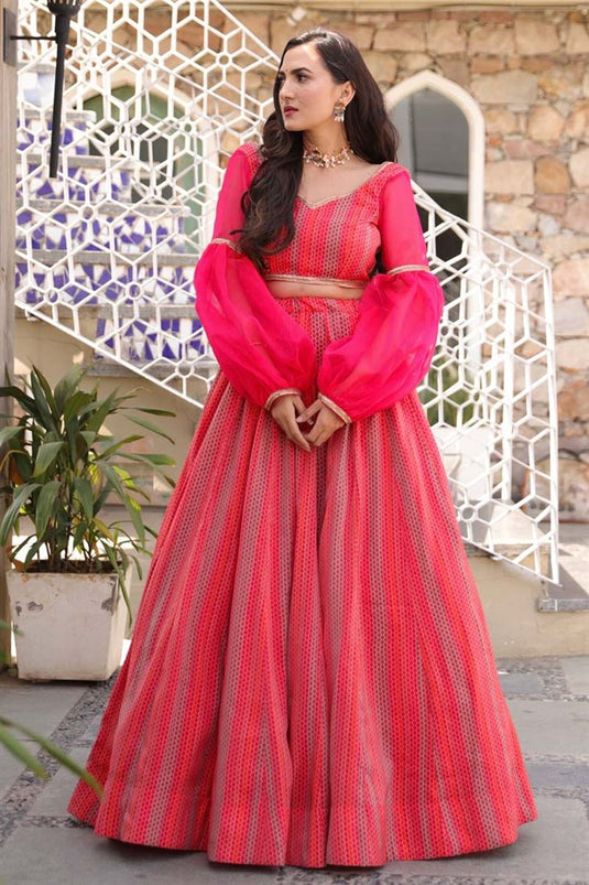 Rani Color Function Wear Digital Printed Aristocratic Lehenga In Fancy Fabric