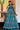 Teal Color Cotton Silk Fabric Gown With Dupatta In Party Wear