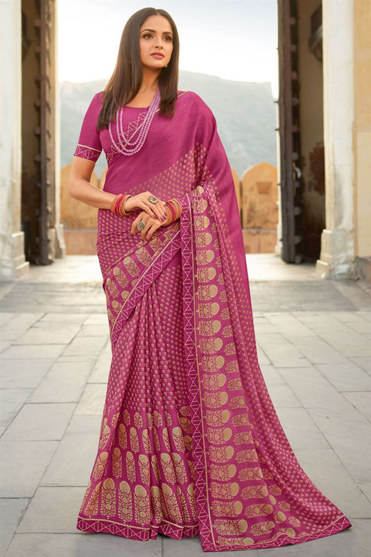 Asmita Sood Georgette Fabric Pink Color Princely Saree
