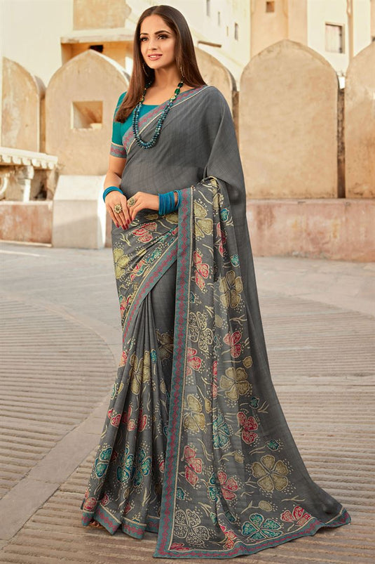 Asmita Sood Grey Color Fancy Fabric Precious Saree