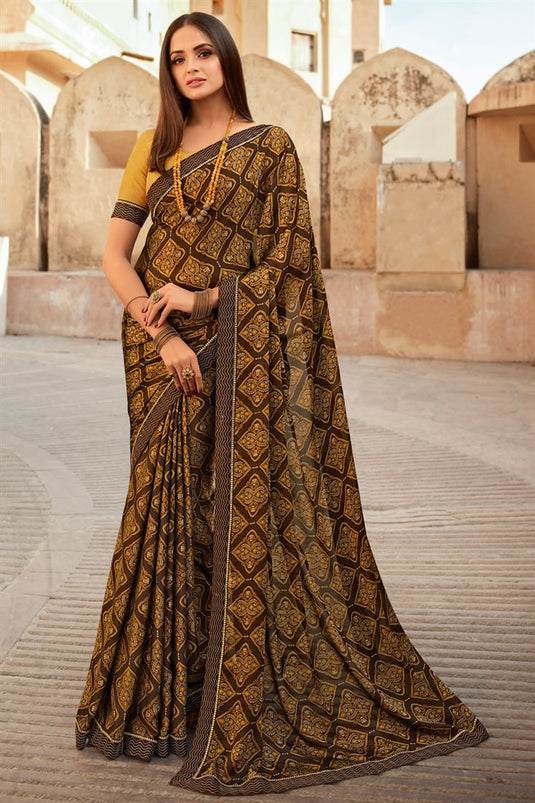 Asmita Sood Fancy Fabric Brown Color Majestic Saree