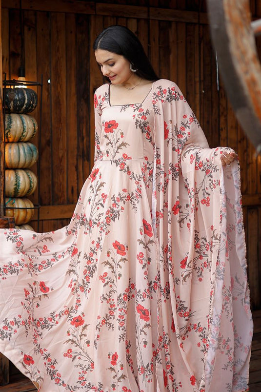 Buy Peach Mul Cotton Printed Tiered Ethnic Dress With Mul Cotton Dupatta by  Designer SCAKHI for Women online at Kaarimarket.com