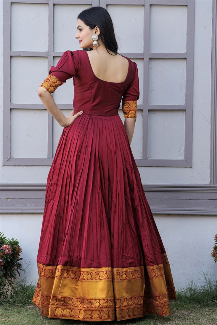 Maroon hotsell silk gown