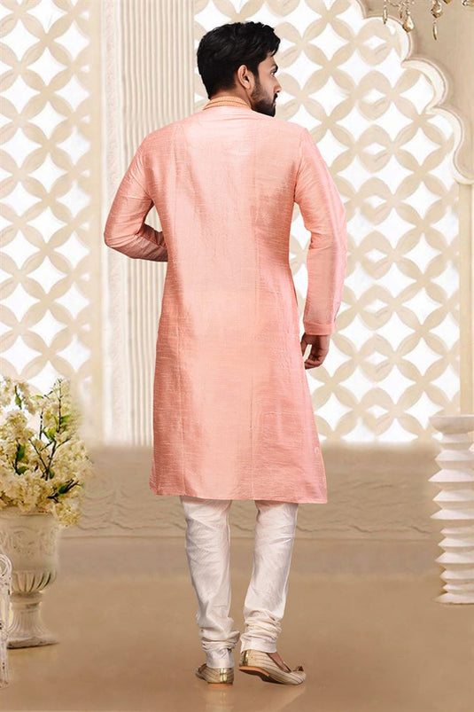 Pink Color Festive Wear Readymade Lovely Kurta Pyjama For Men