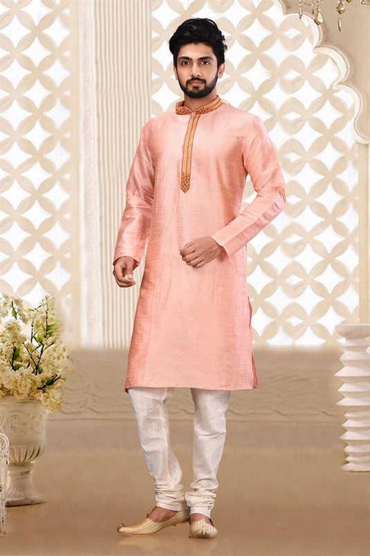 Pink Color Festive Wear Readymade Lovely Kurta Pyjama For Men