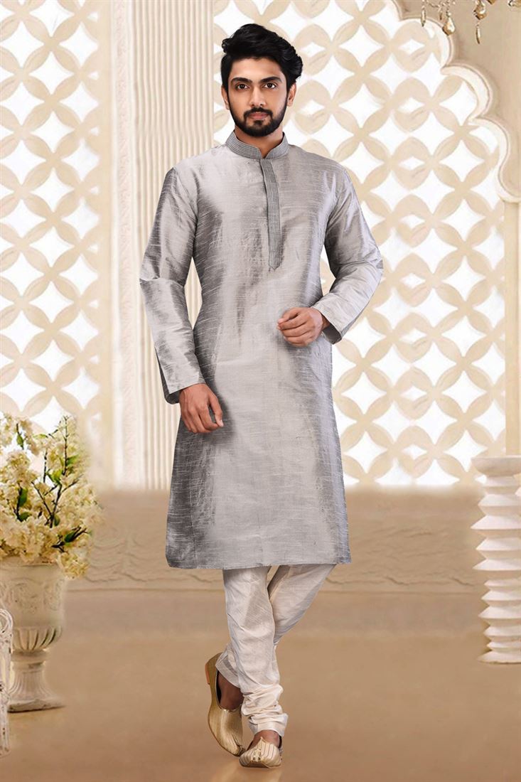 Kurta pajama in grey colour hot sale