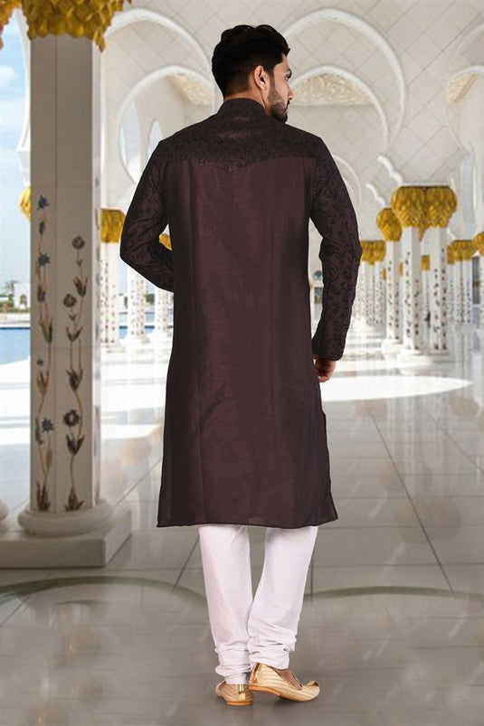 Art Silk Fabric Sangeet Wear Readymade Men Kurta Pyjama