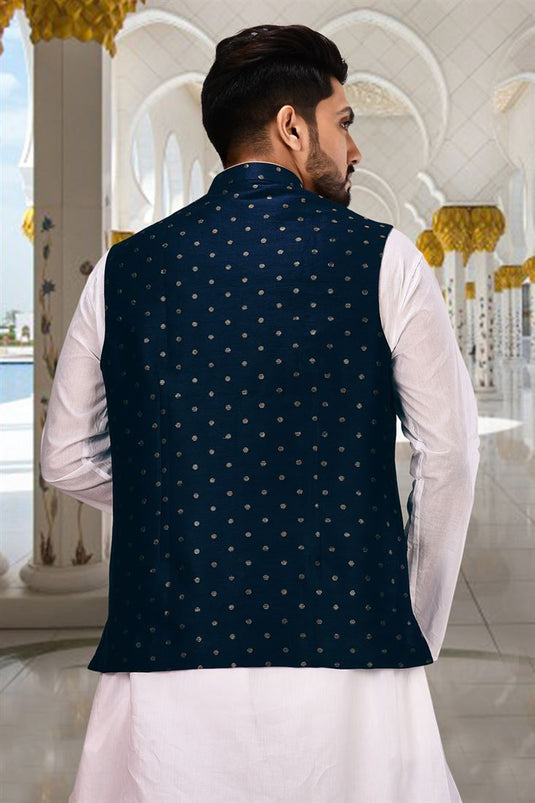 Stunning Navy Blue Color Function Wear Readymade Men Jacket