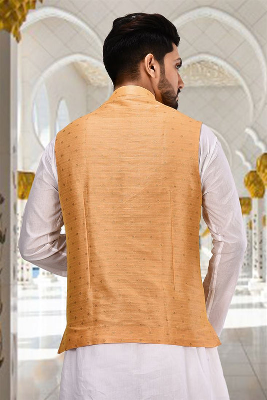 Fancy Fabric Function Wear Peach Color Readymade Men Jacket