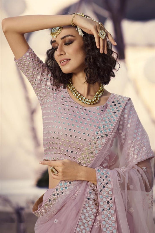 Exclusive Function Wear Organza Fabric Lehenga Choli In Pink Color