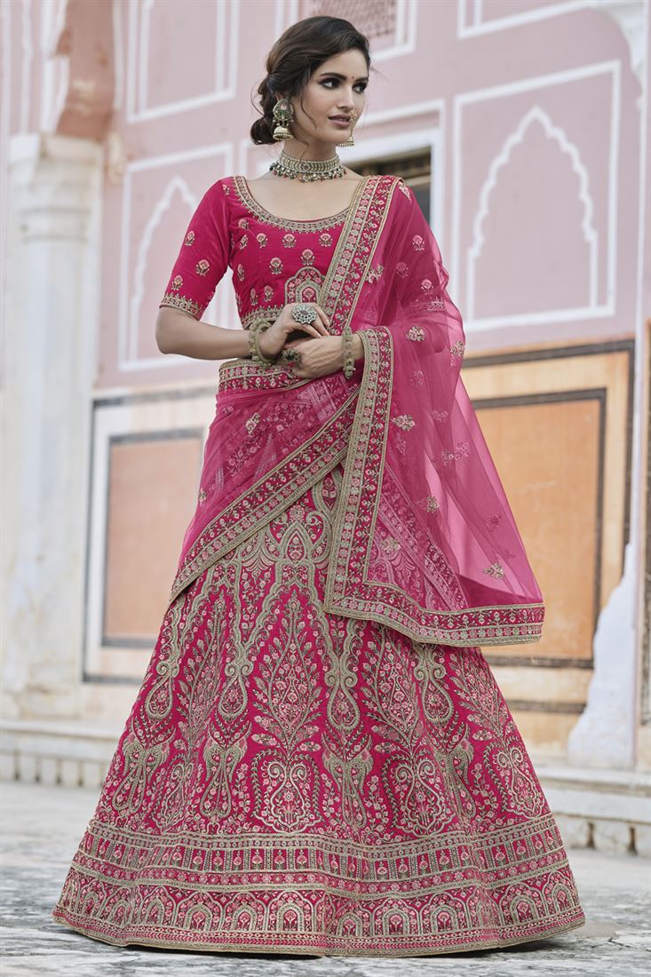 Resham & sequence Embroidered Pink lehenga – Aayushi Pathania Jaipur