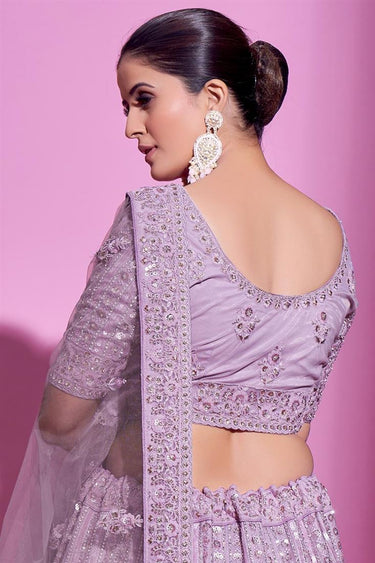 Lavender Color Splendid Net Fabric Wedding Wear Lehenga Choli