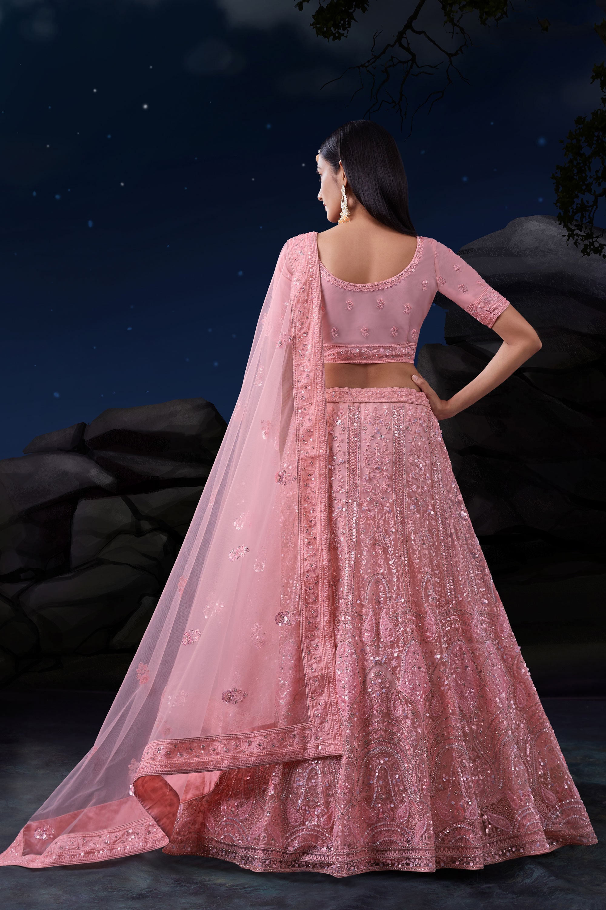 Pink color wedding lehenga hotsell