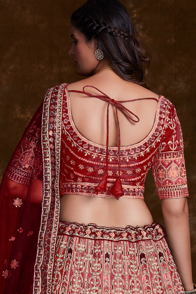 Dark Red Sequins Lehenga Set – Studio East6