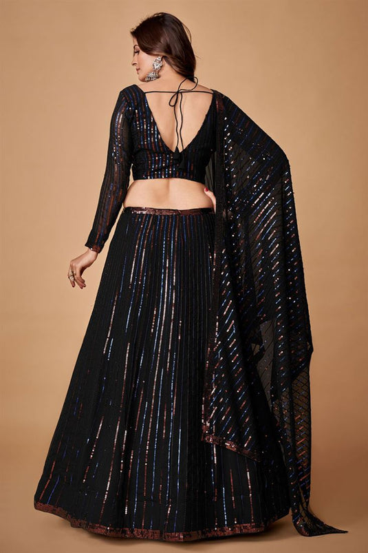 Komal Vora Radiant Black Color Georgette Fabric Function Style Lehenga