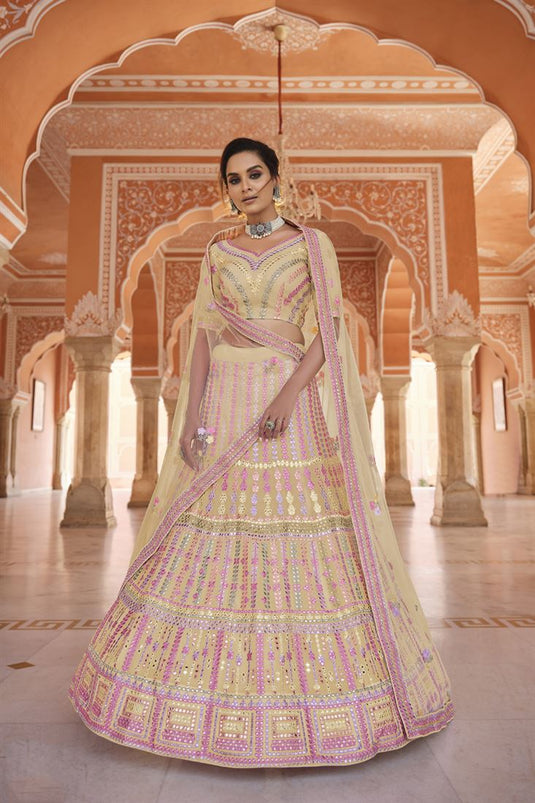 Yellow Wedding Net Trendy Lehenga Choli