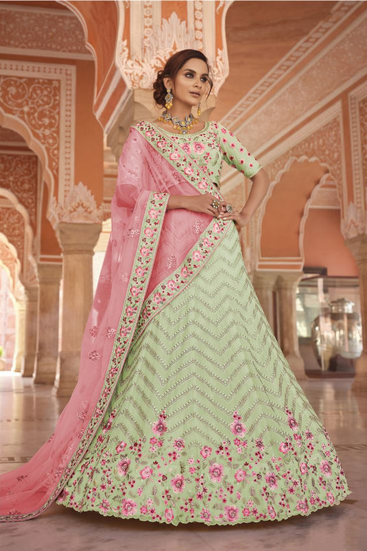 Shop Green Georgette Ghagra Choli With Embroidery for women buy