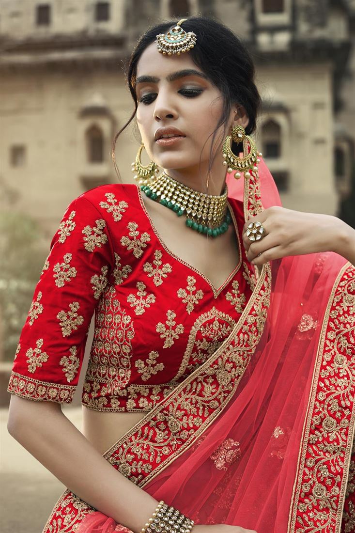 Orange Pearl Hoop Earrings for Lehenga by FashionCrab® - FashionCrab.us