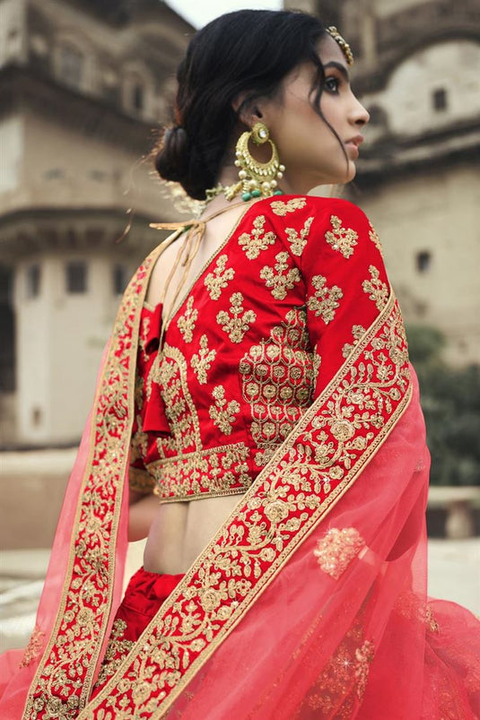 Red Color Georgette Sequence Work Designer Lehenga choli - Featured Product