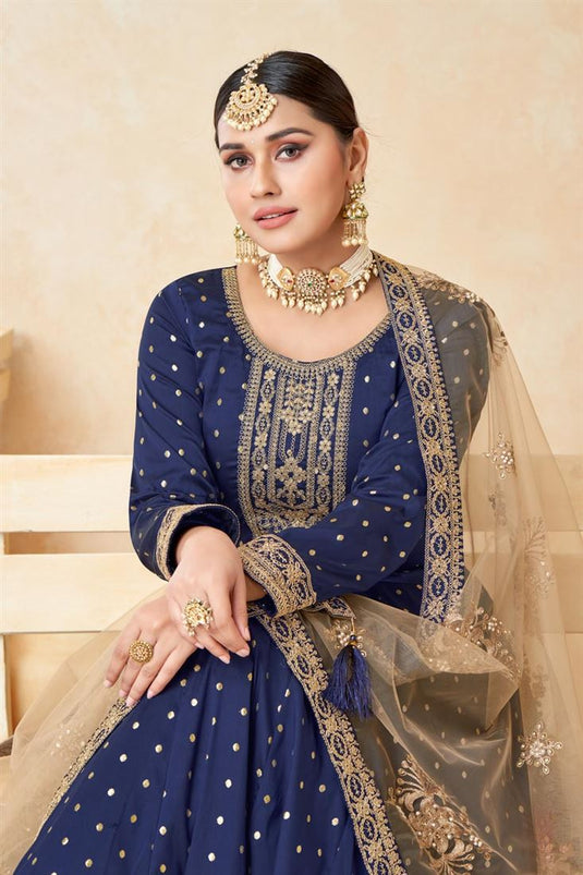 Blue Color Beauteous Function Look Anarkali Suit In Fancy Fabric