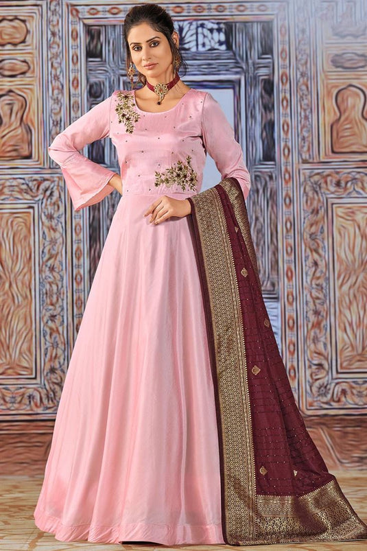 Adorable Pink Georgette Party Wear Designer Anarkali Suit For Girls –  Kaleendi