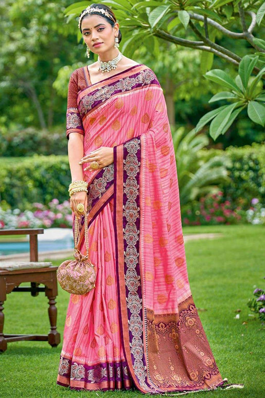 Festival Wear Pink Color Exquisite Art Silk Saree