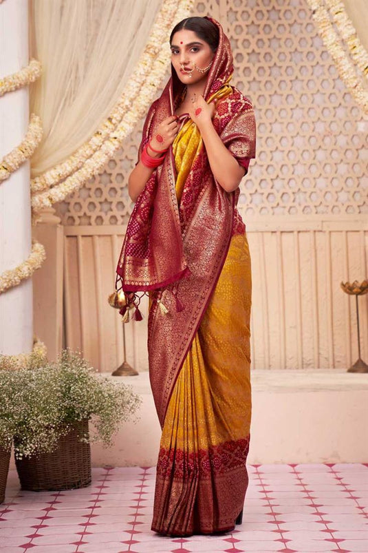 Yellow Color Function Wear Art Silk Fabric Lovely Saree