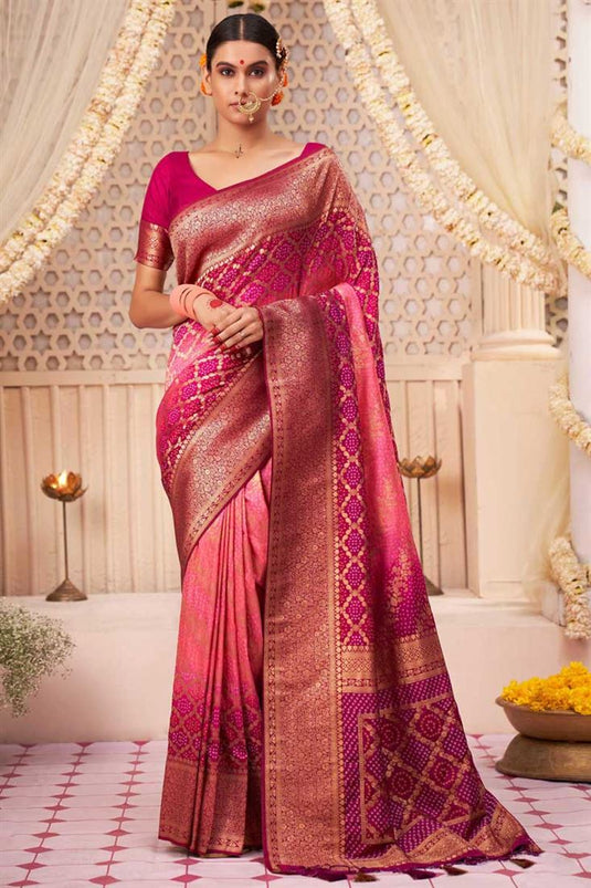 Function Wear Art Silk Fabric Pink Color Enticing Saree