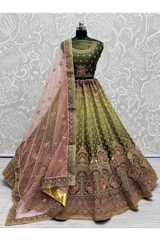 Dark Green Silk Bridal Lehenga Choli Online USA UK UAE For Wedding – Sunasa