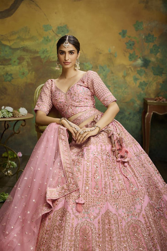 Cranberry Pink Designer Heavy Embroidered Bridal Lehenga | Indian wedding  lehenga, Net lehenga, Bridal lehenga
