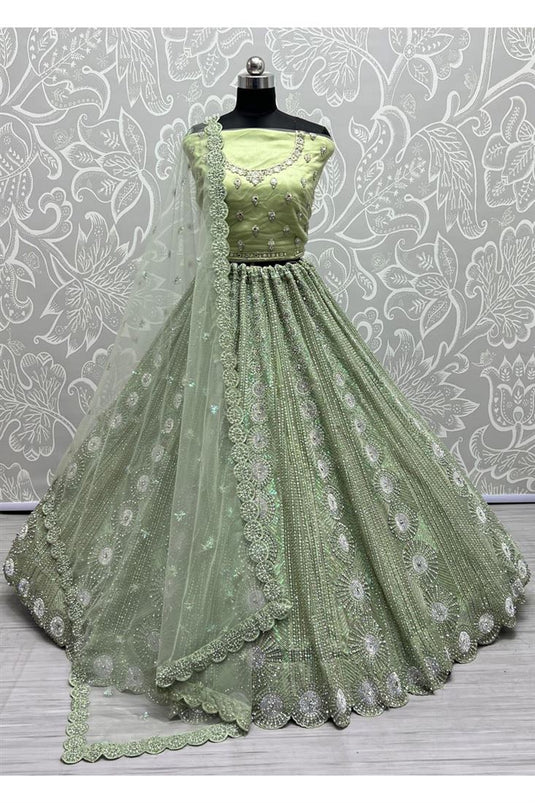 Scintillating Green Bridal Lehenga Choli