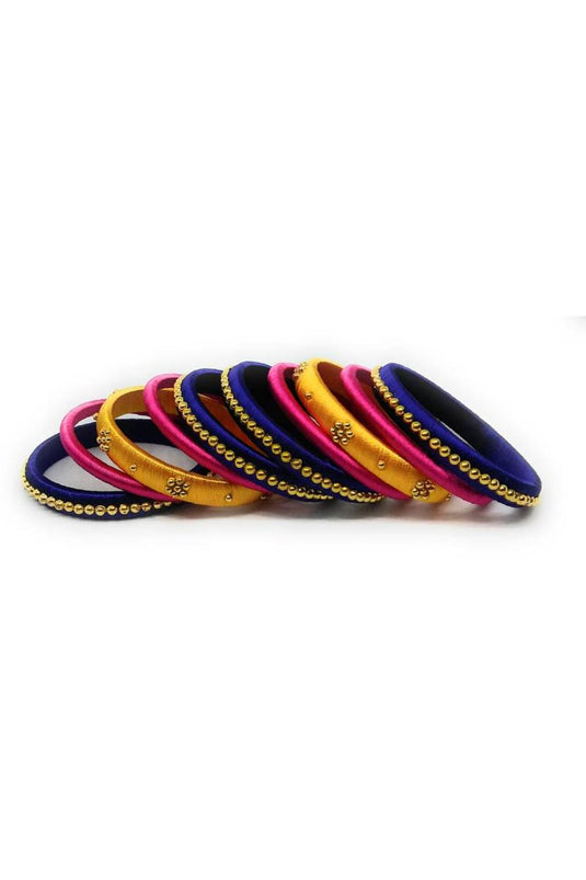 Silk Thread Multi Color Customized Handmade Bangles Set