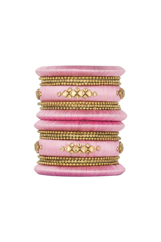 Designer Silk Thread Handmade Bangles Jewellery In Pink