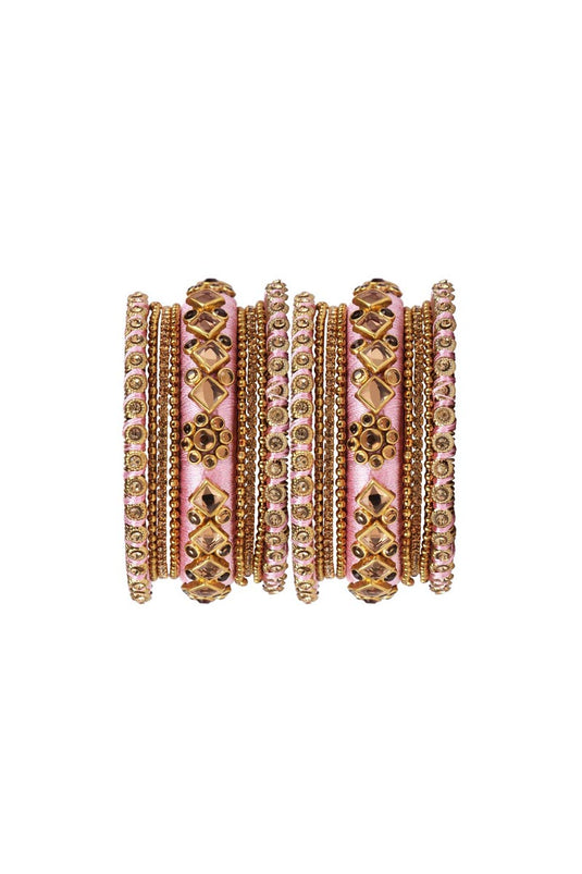 Wedding Wear Handmade Silk Thread Pink Designer Bangles Set