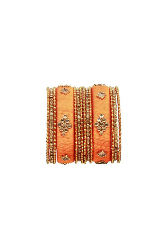 Orange Color Handmade Silk Thread Designer Bangles For Function