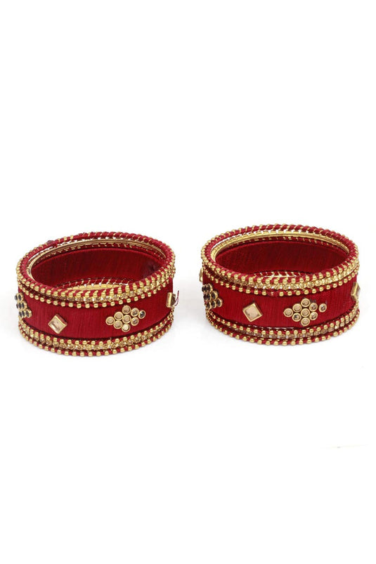 Designer Silk Thread Handmade Bangle Jewellery In Maroon