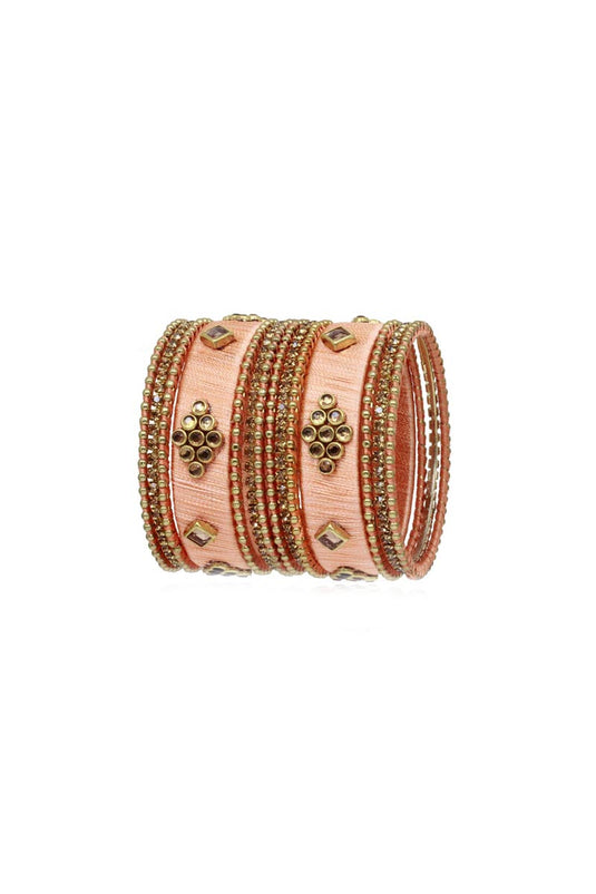 Fancy Handmade Silk Thread Peach Designer Bangles