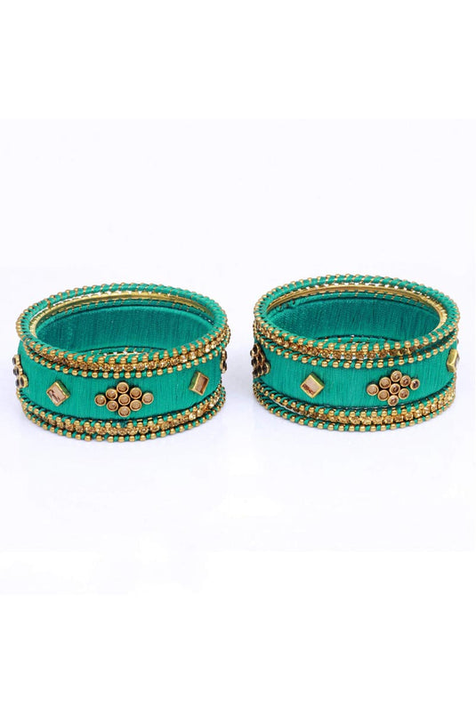 Designer Silk Thread Handmade Bangle Jewellery In Cyan