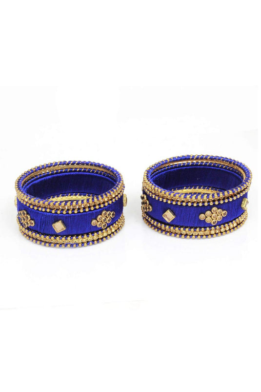 Fancy Handmade Silk Thread Blue Designer Bangles