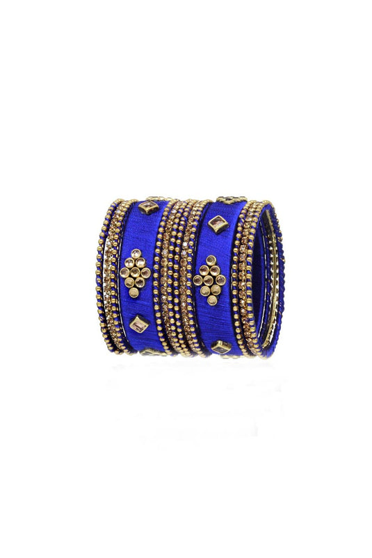 Fancy Handmade Silk Thread Blue Designer Bangles