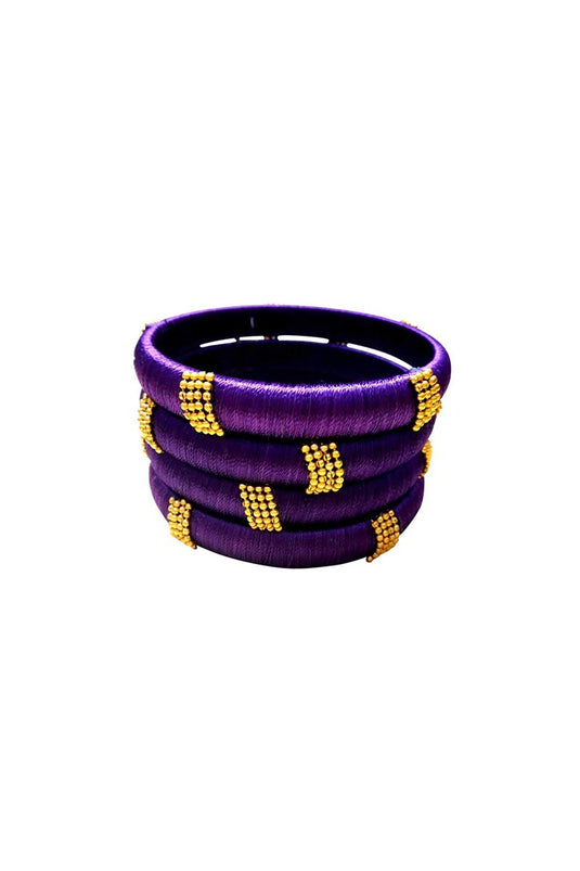 Designer Purple Customized Silk Thread Classy Bangles Set