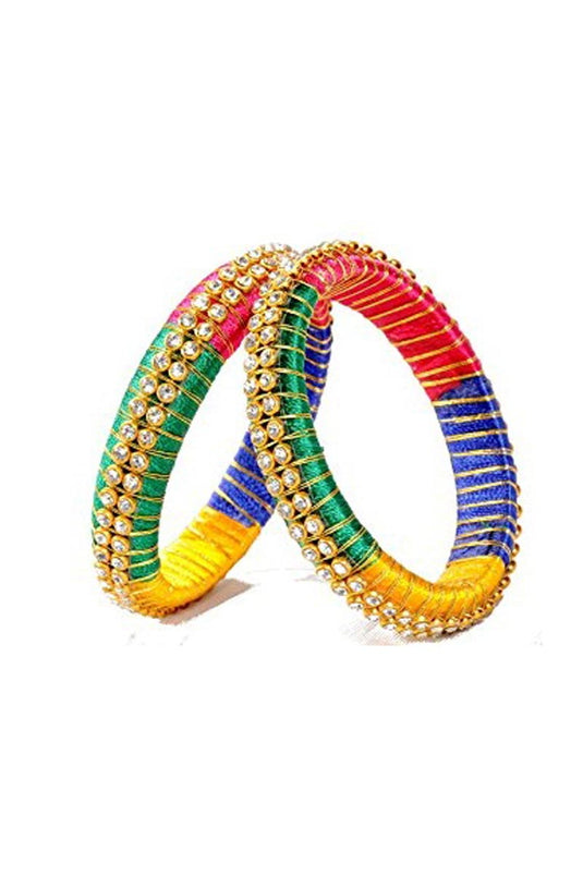 Silk Thread Handmade Customized Bangle In Multicolor